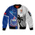 Custom Fiji And Samoa Rugby Sleeve Zip Bomber Jacket 2023 World Cup Samoan Mix Tapa Pattern - Wonder Print Shop