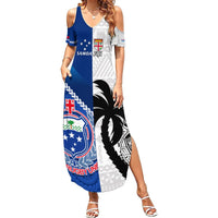 Custom Fiji And Samoa Rugby Summer Maxi Dress 2023 World Cup Samoan Mix Tapa Pattern - Wonder Print Shop