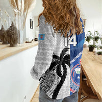 Custom Fiji And Samoa Rugby Women Casual Shirt 2023 World Cup Samoan Mix Tapa Pattern - Wonder Print Shop