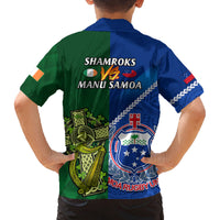 Samoa And Ireland Rugby Family Matching Long Sleeve Bodycon Dress and Hawaiian Shirt 2023 World Cup Manu Samoa With Shamrocks - Wonder Print Shop