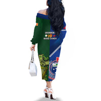 Samoa And Ireland Rugby Family Matching Off Shoulder Long Sleeve Dress and Hawaiian Shirt 2023 World Cup Manu Samoa With Shamrocks - Wonder Print Shop
