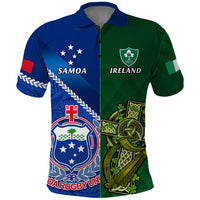 Samoa And Ireland Rugby Polo Shirt 2023 World Cup Manu Samoa With Shamrocks - Wonder Print Shop