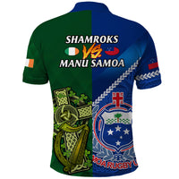 Samoa And Ireland Rugby Polo Shirt 2023 World Cup Manu Samoa With Shamrocks - Wonder Print Shop