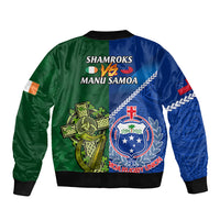 Samoa And Ireland Rugby Sleeve Zip Bomber Jacket 2023 World Cup Manu Samoa With Shamrocks - Wonder Print Shop
