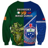 Samoa And Ireland Rugby Sweatshirt 2023 World Cup Manu Samoa With Shamrocks - Wonder Print Shop