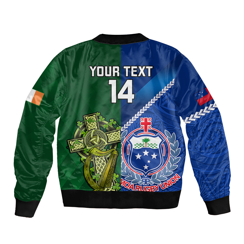 Custom Samoa And Ireland Rugby Bomber Jacket 2023 World Cup Manu Samoa With Shamrocks - Wonder Print Shop