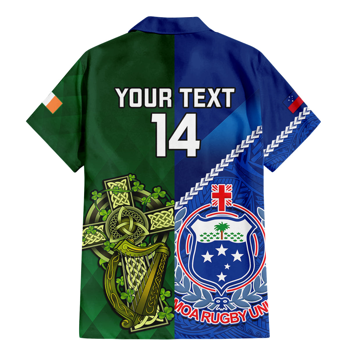 Custom Samoa And Ireland Rugby Family Matching Mermaid Dress and Hawaiian Shirt 2023 World Cup Manu Samoa With Shamrocks - Wonder Print Shop