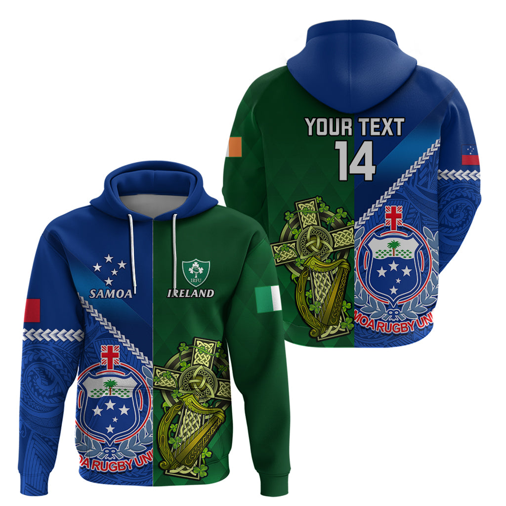Custom Samoa And Ireland Rugby Hoodie 2023 World Cup Manu Samoa With Shamrocks - Wonder Print Shop