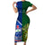 Custom Samoa And Ireland Rugby Short Sleeve Bodycon Dress 2023 World Cup Manu Samoa With Shamrocks - Wonder Print Shop