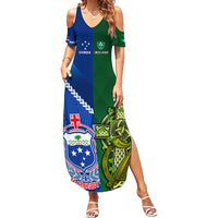 Custom Samoa And Ireland Rugby Summer Maxi Dress 2023 World Cup Manu Samoa With Shamrocks - Wonder Print Shop