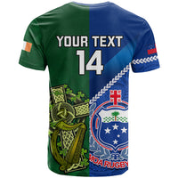 Custom Samoa And Ireland Rugby T Shirt 2023 World Cup Manu Samoa With Shamrocks - Wonder Print Shop