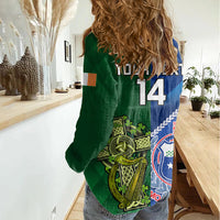 Custom Samoa And Ireland Rugby Women Casual Shirt 2023 World Cup Manu Samoa With Shamrocks - Wonder Print Shop