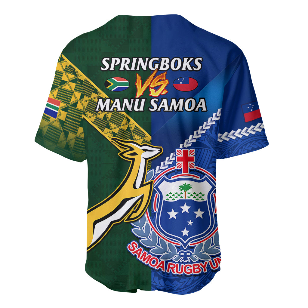 Samoa And South Africa Rugby Baseball Jersey 2023 World Cup Manu Samoa With Springboks - Wonder Print Shop