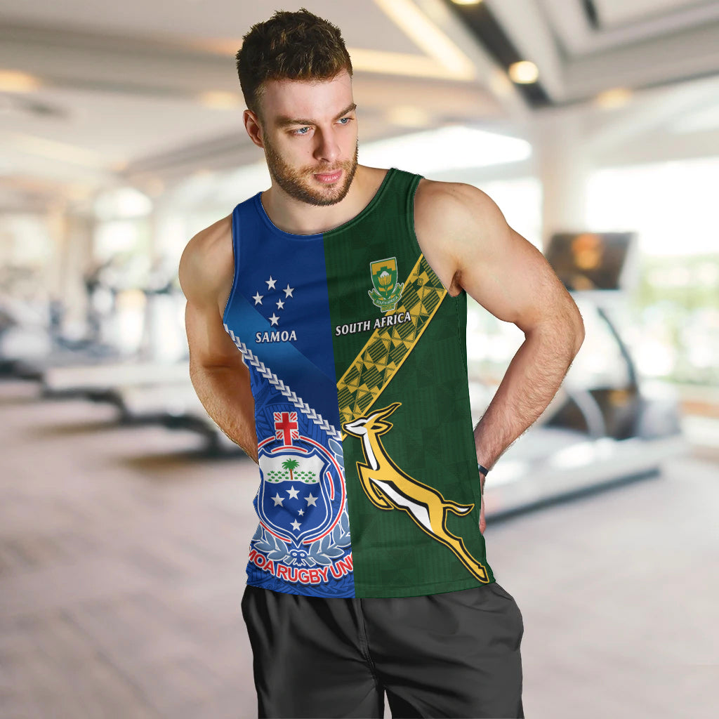 Samoa And South Africa Rugby Men Tank Top 2023 World Cup Manu Samoa With Springboks - Wonder Print Shop