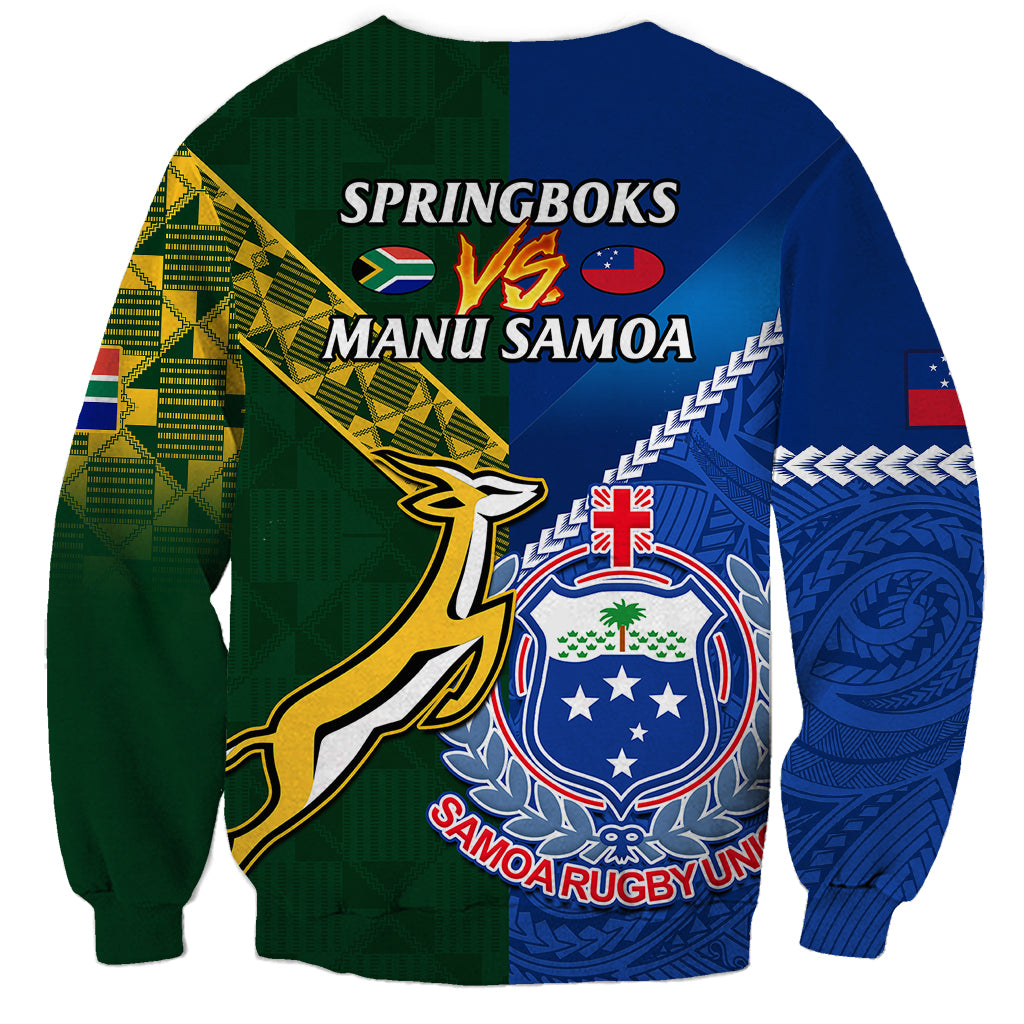 Samoa And South Africa Rugby Sweatshirt 2023 World Cup Manu Samoa With Springboks - Wonder Print Shop