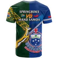 Samoa And South Africa Rugby T Shirt 2023 World Cup Manu Samoa With Springboks - Wonder Print Shop