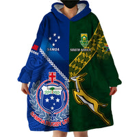 Samoa And South Africa Rugby Wearable Blanket Hoodie 2023 World Cup Manu Samoa With Springboks - Wonder Print Shop