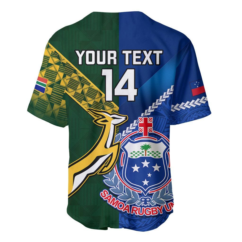 Custom Samoa And South Africa Rugby Baseball Jersey 2023 World Cup Manu Samoa With Springboks - Wonder Print Shop