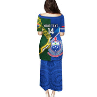 Custom Samoa And South Africa Rugby Family Matching Puletasi Dress and Hawaiian Shirt 2023 World Cup Manu Samoa With Springboks - Wonder Print Shop