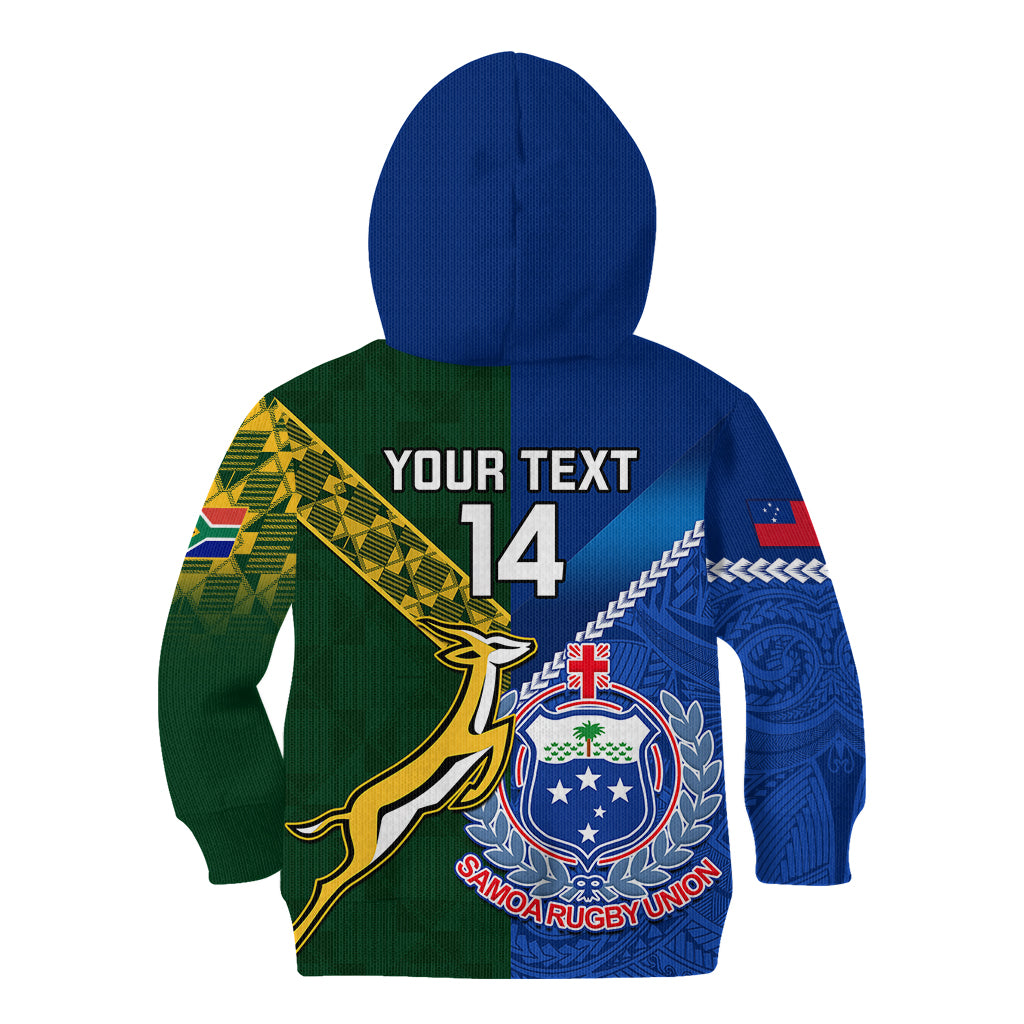 Custom Samoa And South Africa Rugby Kid Hoodie 2023 World Cup Manu Samoa With Springboks - Wonder Print Shop