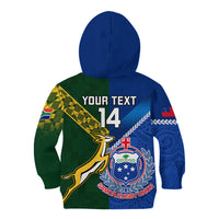 Custom Samoa And South Africa Rugby Kid Hoodie 2023 World Cup Manu Samoa With Springboks - Wonder Print Shop