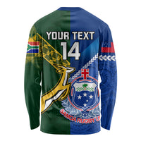 Custom Samoa And South Africa Rugby Long Sleeve Shirt 2023 World Cup Manu Samoa With Springboks - Wonder Print Shop