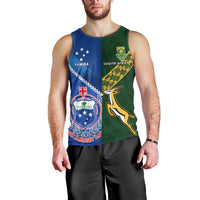 Custom Samoa And South Africa Rugby Men Tank Top 2023 World Cup Manu Samoa With Springboks - Wonder Print Shop