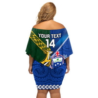Custom Samoa And South Africa Rugby Off Shoulder Short Dress 2023 World Cup Manu Samoa With Springboks - Wonder Print Shop