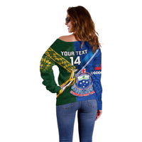 Custom Samoa And South Africa Rugby Off Shoulder Sweater 2023 World Cup Manu Samoa With Springboks - Wonder Print Shop