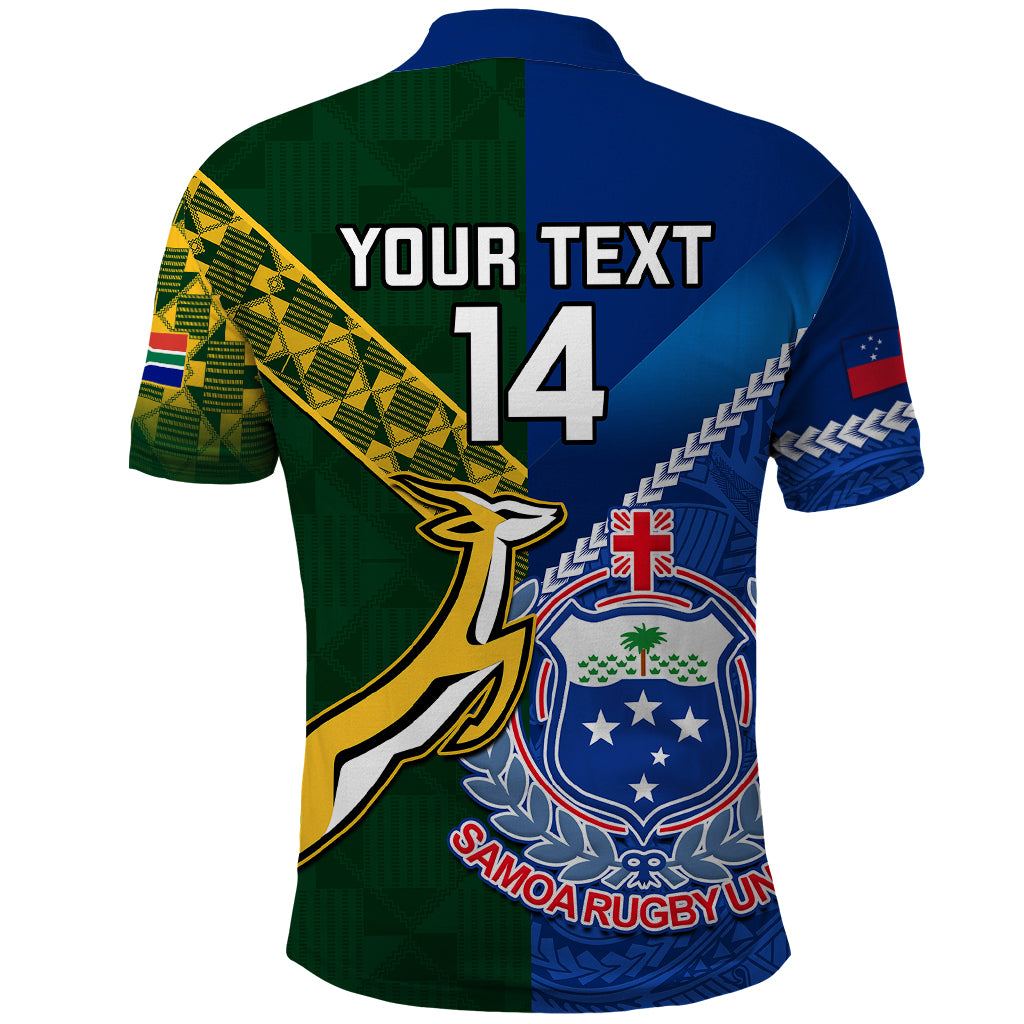 Custom Samoa And South Africa Rugby Polo Shirt 2023 World Cup Manu Samoa With Springboks - Wonder Print Shop