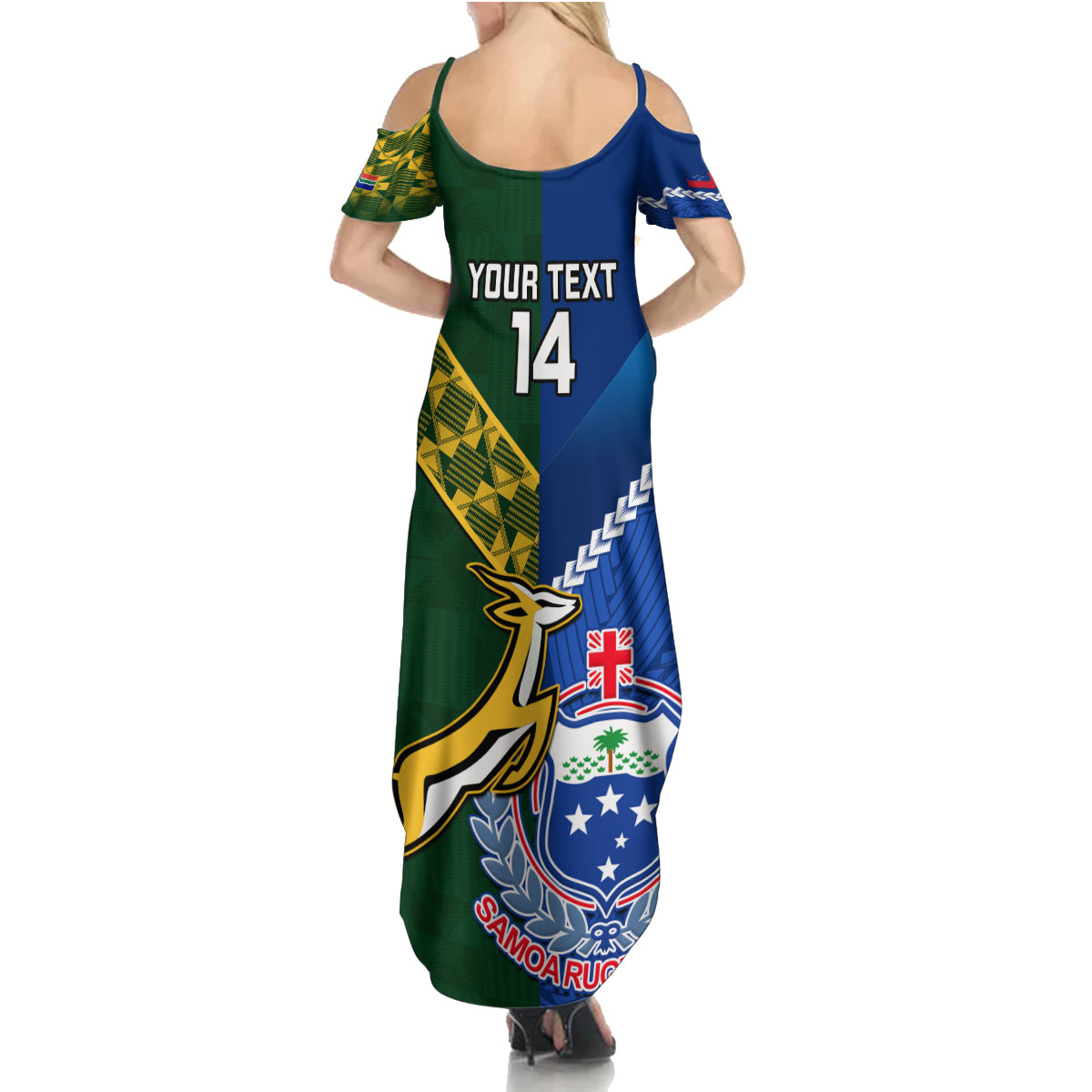 Custom Samoa And South Africa Rugby Summer Maxi Dress 2023 World Cup Manu Samoa With Springboks - Wonder Print Shop