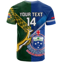 Custom Samoa And South Africa Rugby T Shirt 2023 World Cup Manu Samoa With Springboks - Wonder Print Shop