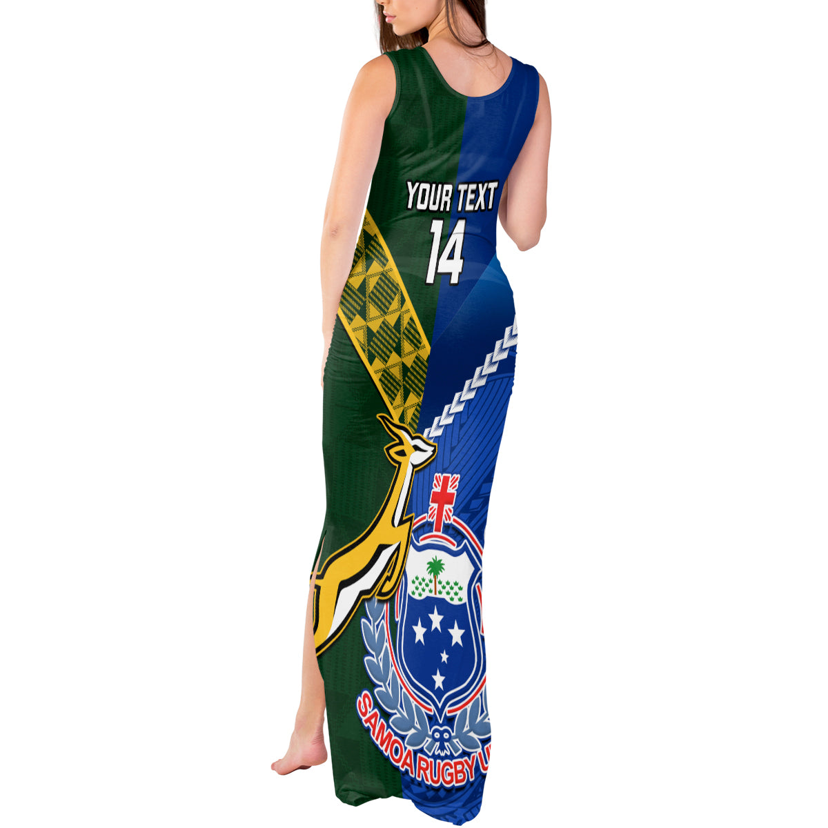 Custom Samoa And South Africa Rugby Tank Maxi Dress 2023 World Cup Manu Samoa With Springboks - Wonder Print Shop