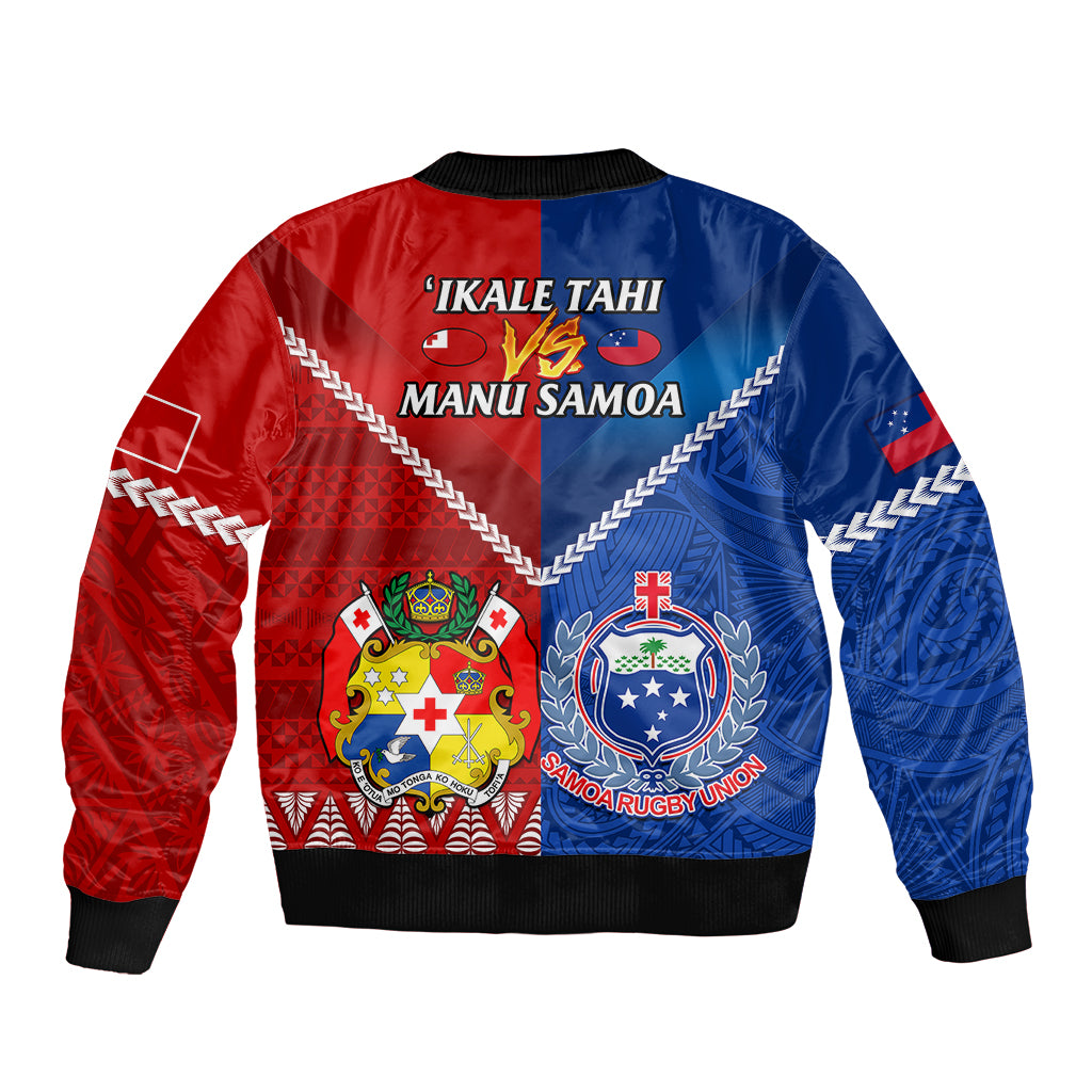 Samoa And Tonga Rugby Bomber Jacket 2023 World Cup Manu Samoa With Ikale Tahi - Wonder Print Shop