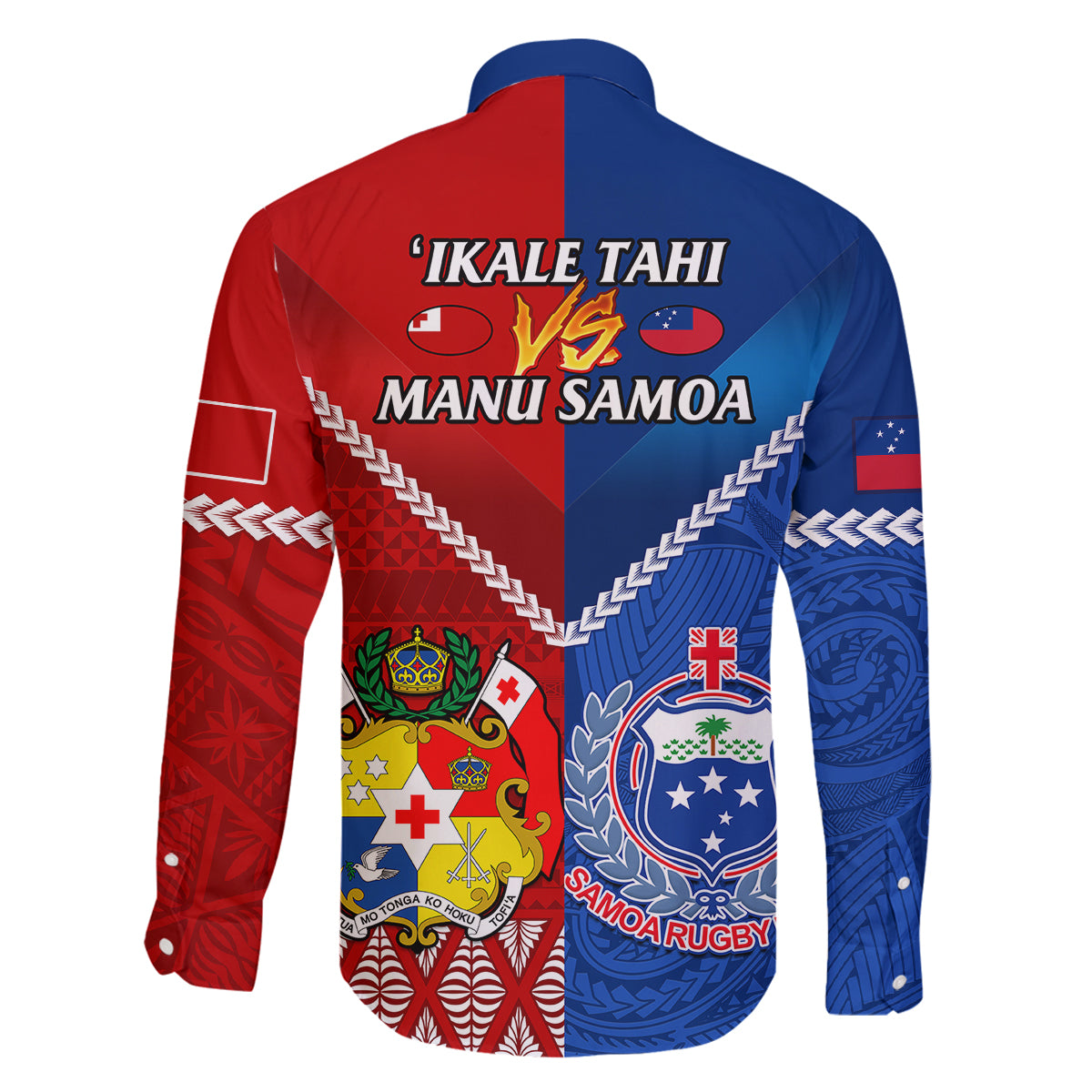 Samoa And Tonga Rugby Family Matching Long Sleeve Bodycon Dress and Hawaiian Shirt 2023 World Cup Manu Samoa With Ikale Tahi - Wonder Print Shop