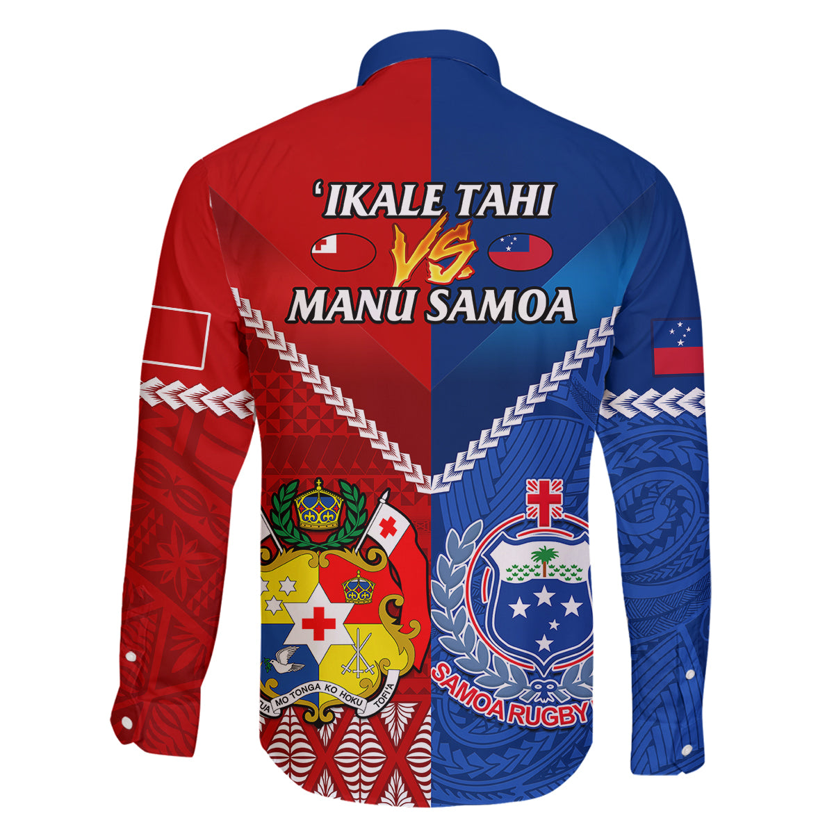 Samoa And Tonga Rugby Family Matching Off Shoulder Short Dress and Hawaiian Shirt 2023 World Cup Manu Samoa With Ikale Tahi - Wonder Print Shop