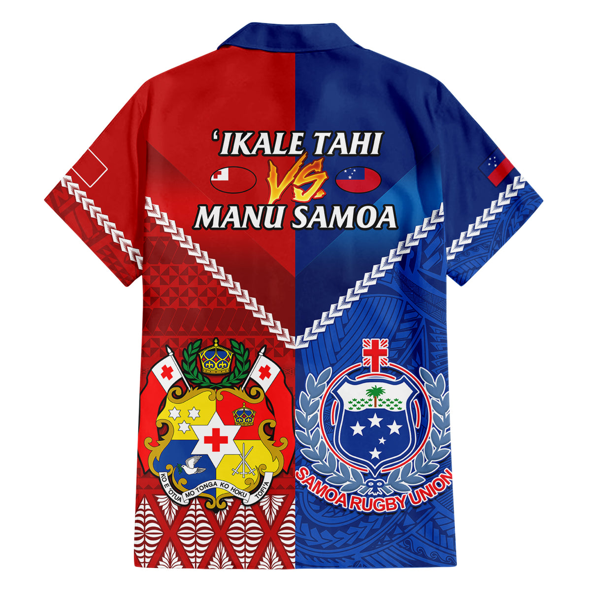 Samoa And Tonga Rugby Family Matching Short Sleeve Bodycon Dress and Hawaiian Shirt 2023 World Cup Manu Samoa With Ikale Tahi - Wonder Print Shop