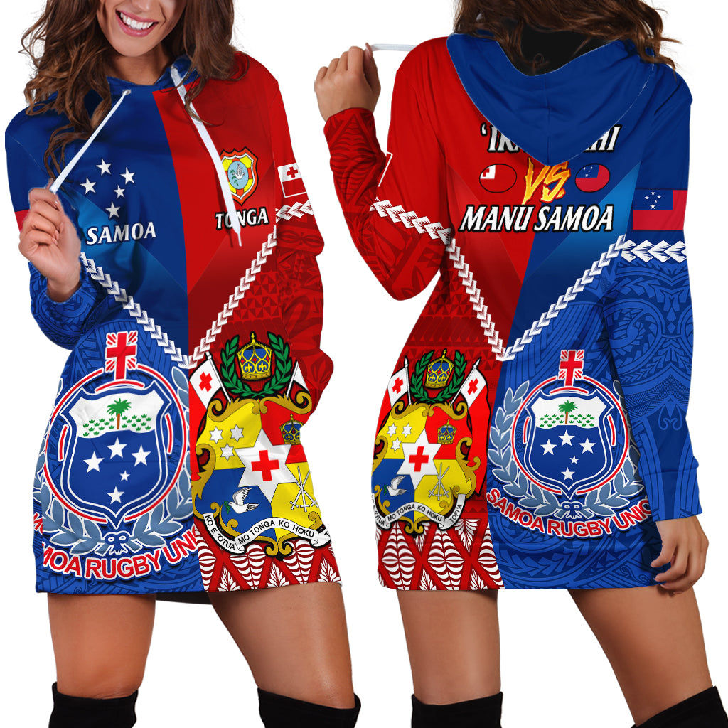 Samoa And Tonga Rugby Hoodie Dress 2023 World Cup Manu Samoa With Ikale Tahi - Wonder Print Shop