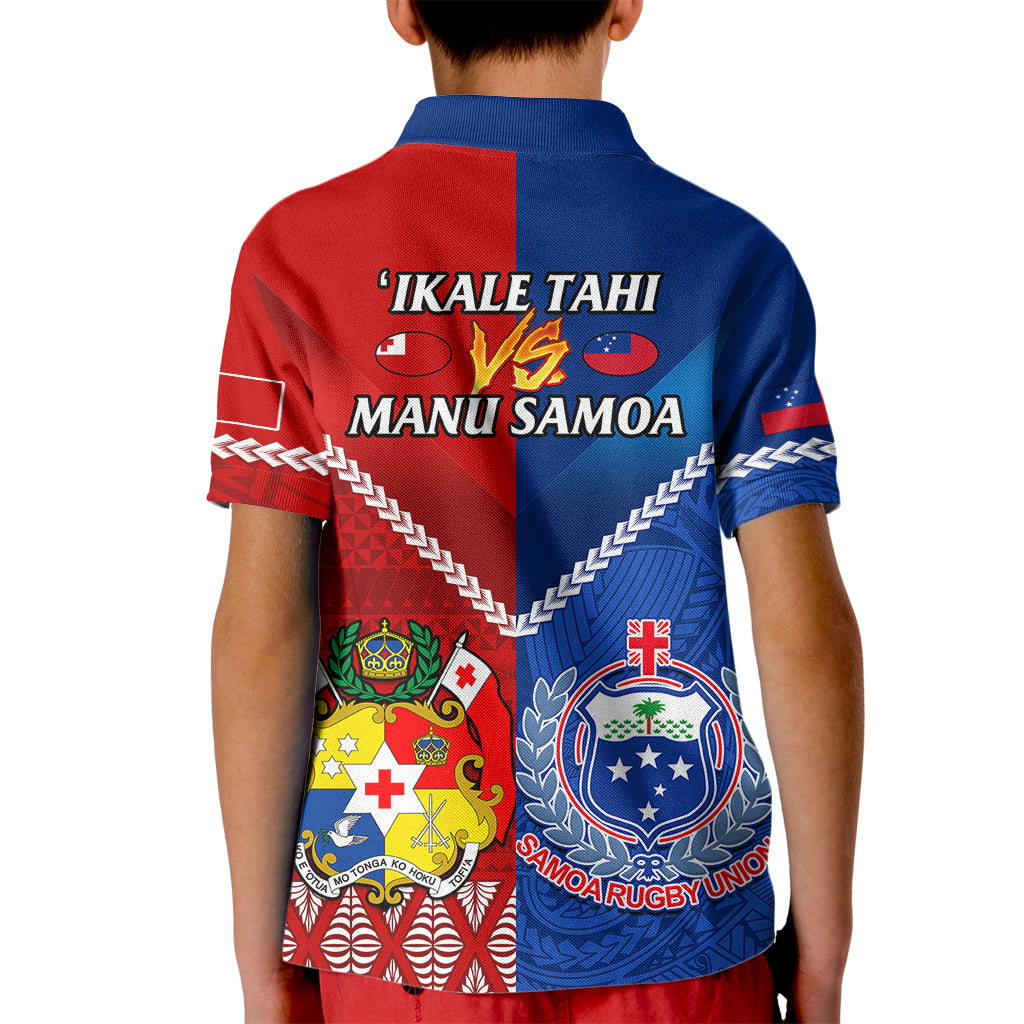 Samoa And Tonga Rugby Kid Polo Shirt 2023 World Cup Manu Samoa With Ikale Tahi - Wonder Print Shop