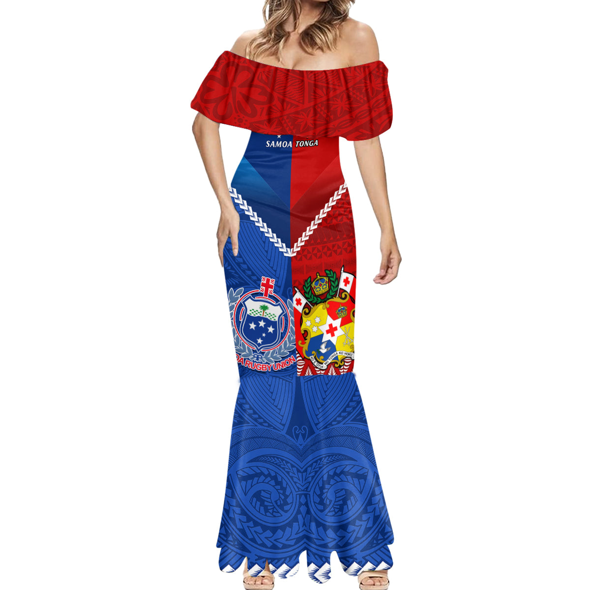Samoa And Tonga Rugby Mermaid Dress 2023 World Cup Manu Samoa With Ikale Tahi - Wonder Print Shop