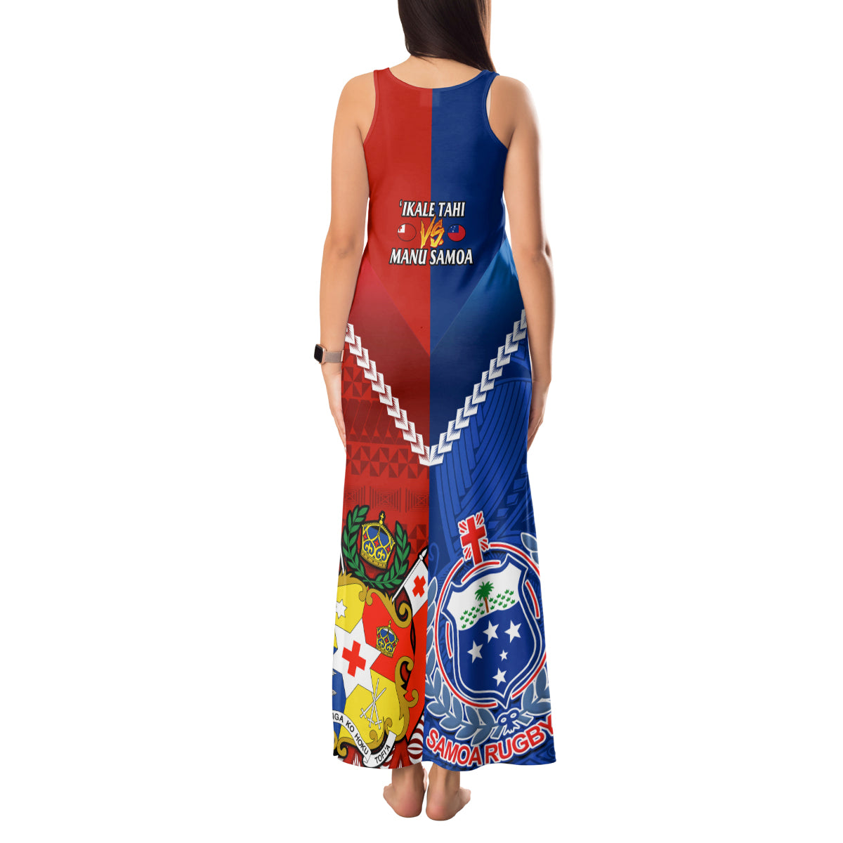 Samoa And Tonga Rugby Tank Maxi Dress 2023 World Cup Manu Samoa With Ikale Tahi - Wonder Print Shop