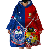 Samoa And Tonga Rugby Wearable Blanket Hoodie 2023 World Cup Manu Samoa With Ikale Tahi - Wonder Print Shop