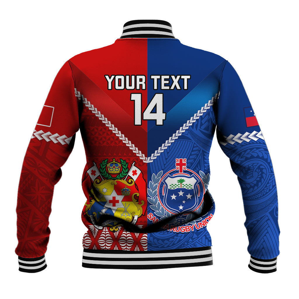 Custom Samoa And Tonga Rugby Baseball Jacket 2023 World Cup Manu Samoa With Ikale Tahi - Wonder Print Shop