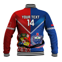 Custom Samoa And Tonga Rugby Baseball Jacket 2023 World Cup Manu Samoa With Ikale Tahi - Wonder Print Shop