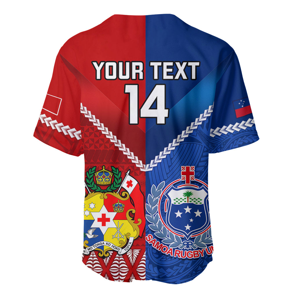 Custom Samoa And Tonga Rugby Baseball Jersey 2023 World Cup Manu Samoa With Ikale Tahi - Wonder Print Shop