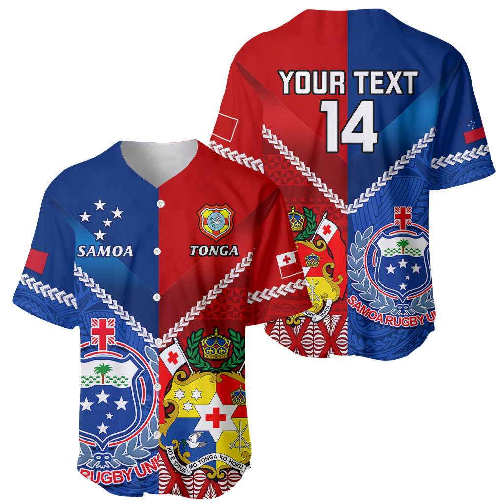 Custom Samoa And Tonga Rugby Baseball Jersey 2023 World Cup Manu Samoa With Ikale Tahi - Wonder Print Shop