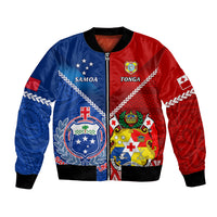 Custom Samoa And Tonga Rugby Bomber Jacket 2023 World Cup Manu Samoa With Ikale Tahi - Wonder Print Shop