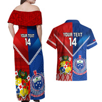 Custom Samoa And Tonga Rugby Couples Matching Off Shoulder Maxi Dress and Hawaiian Shirt 2023 World Cup Manu Samoa With Ikale Tahi - Wonder Print Shop