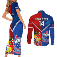 Custom Samoa And Tonga Rugby Couples Matching Short Sleeve Bodycon Dress and Long Sleeve Button Shirts 2023 World Cup Manu Samoa With Ikale Tahi - Wonder Print Shop