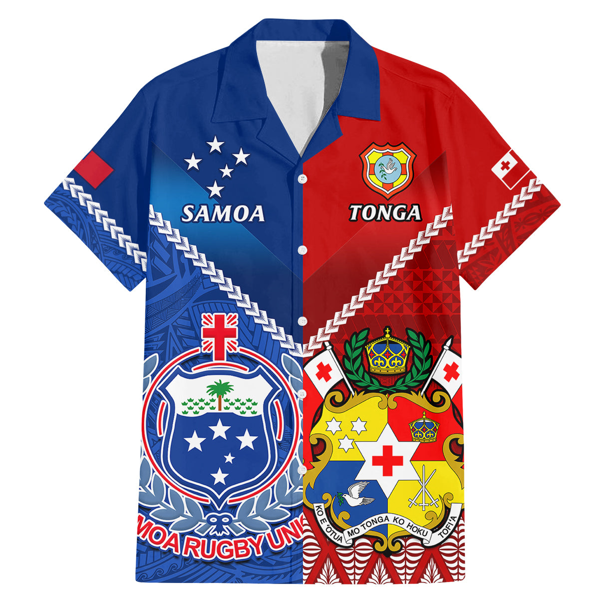 Custom Samoa And Tonga Rugby Family Matching Mermaid Dress and Hawaiian Shirt 2023 World Cup Manu Samoa With Ikale Tahi - Wonder Print Shop